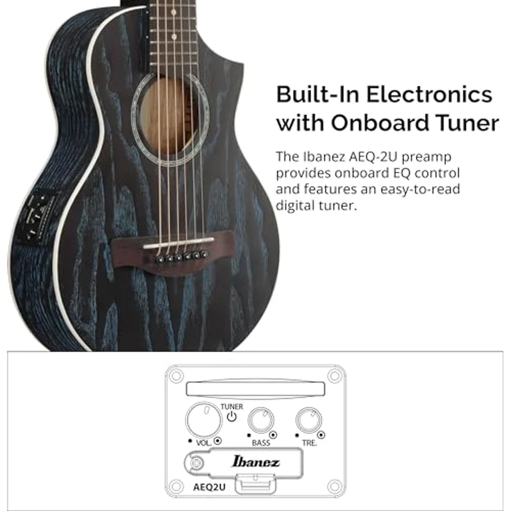 Ibanez EWP16EWB-GAO Piccolo Guitar, Cutaway Westerngitarre mit geriegelter Esche, Galaxy Aqua – Bild 8