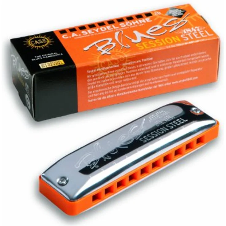 Seydel Blues Session Steel C-Dur, Mundharmonika mit ergonomischen Edelstahl-Abdeckplatten und ABS-Kamm – Bild 2