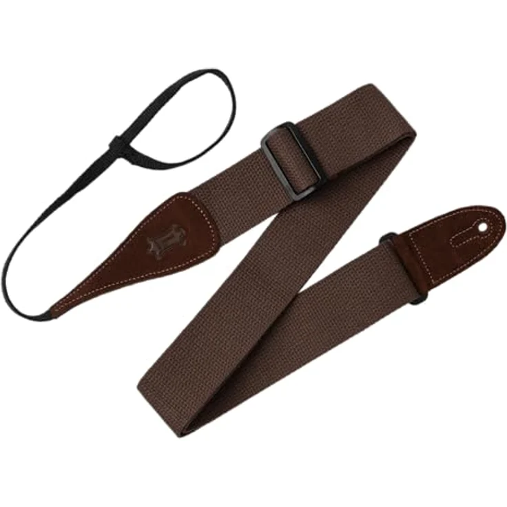 Levys Cotton Acoustic Strap 2" BR, Gitarrengurt aus Baumwolle mit Wildleder-Endstück, verstellbar von 102 cm bis 178 cm, braun – Bild 1