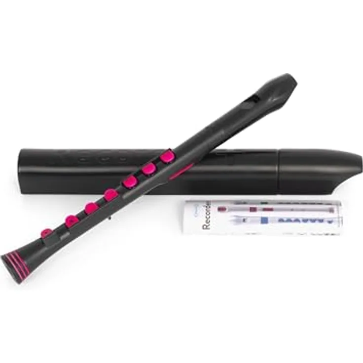 Nuvo Recorder+ Baroque, Sopranblockflöte in Schwarz-Pink mit Barocker Griffweise und Silikonklappen