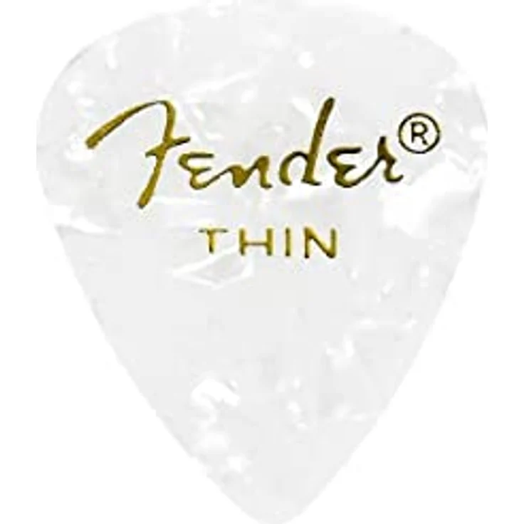 Fender 351 Shape Premium Picks, Plektren Set in White Moto, dünn, 12 Stück – Bild 2