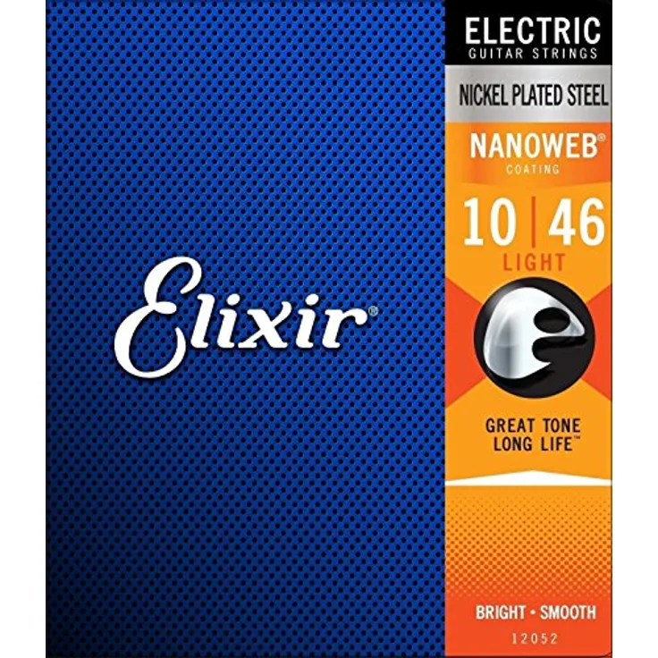 Elixir 12052 Nanoweb E-Gitarre Saitensatz, Light .010-.046 mit Ultra-Thin NanoWeb Coating