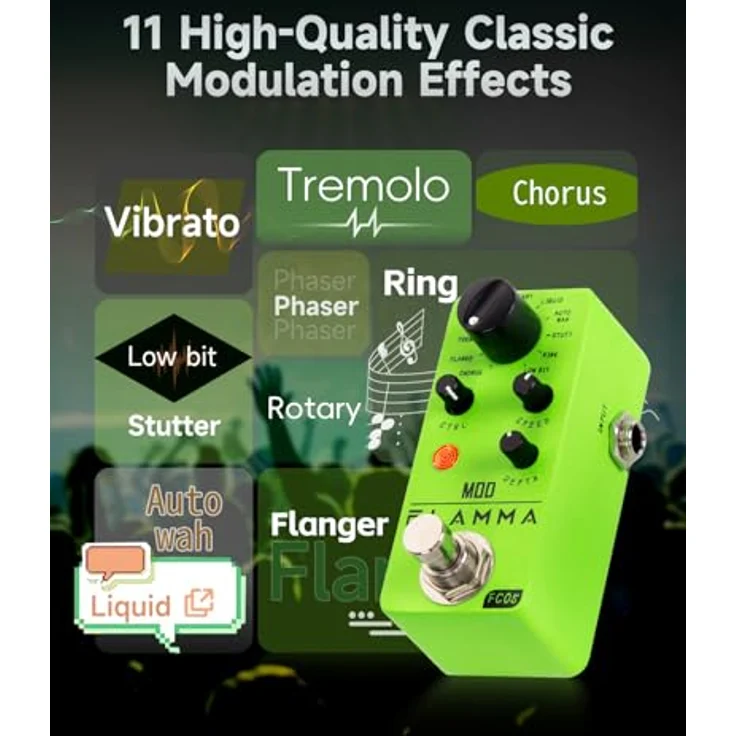 Flamma FC05 Multi Modulation, digitales Gitarren-Effektgerät mit 11 Algorithmen, 9V/130mA – Bild 2