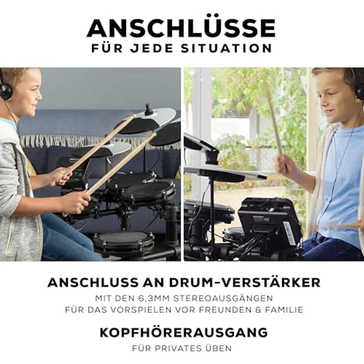 Alesis Debut Kit, komplettes E-Drumset für Einsteiger mit 10 Drumkits, 120 Sounds, 30 Patterns, inkl. Sitz, Sticks, Kopfhörer und USB-MIDI – Bild 5