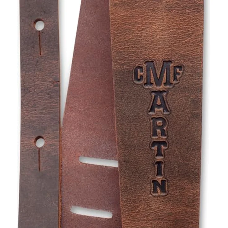 Martin Guitar Brown Vintage Strap, Western Gitarrengurt aus gealtertem Leder, verstellbar von 97 cm bis 137 cm, braun – Bild 3