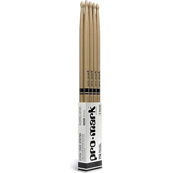 Pro Mark 7A Classic Forward H.4pcs Pack, Hickory Drumsticks mit ovaler Spitze, 39,05 cm Länge, 1,3 cm Durchmesser, Forward Balance