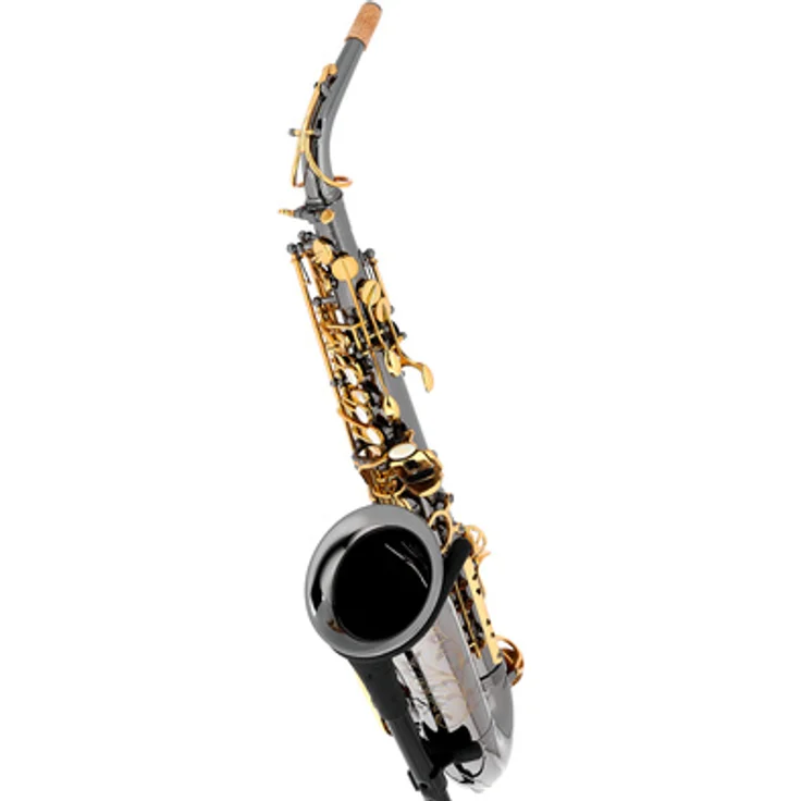 Forestone GX Black Nickel Alto Sax, Altsaxophon in Eb, mit handgraviertem Schallbecher und Pisoni Polstern, inkl. Protec Koffer