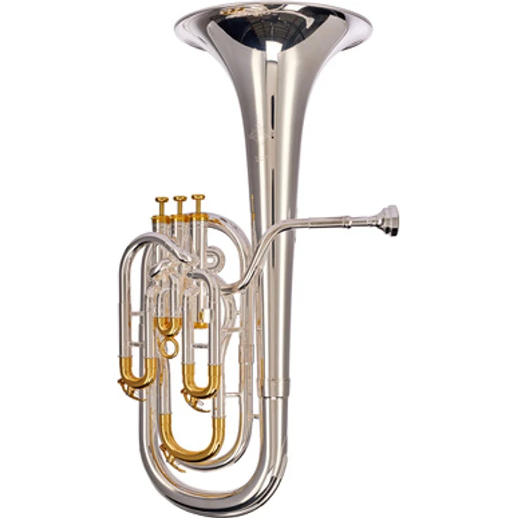 Thomann BR-802GP Baritone Horn, Superior Modell in Bb, Messing mit Goldmessing Schalbecher, 3 Monelventilen, inkl. Lightcase mit Fiberglas Schale und Rucksackgarnitur