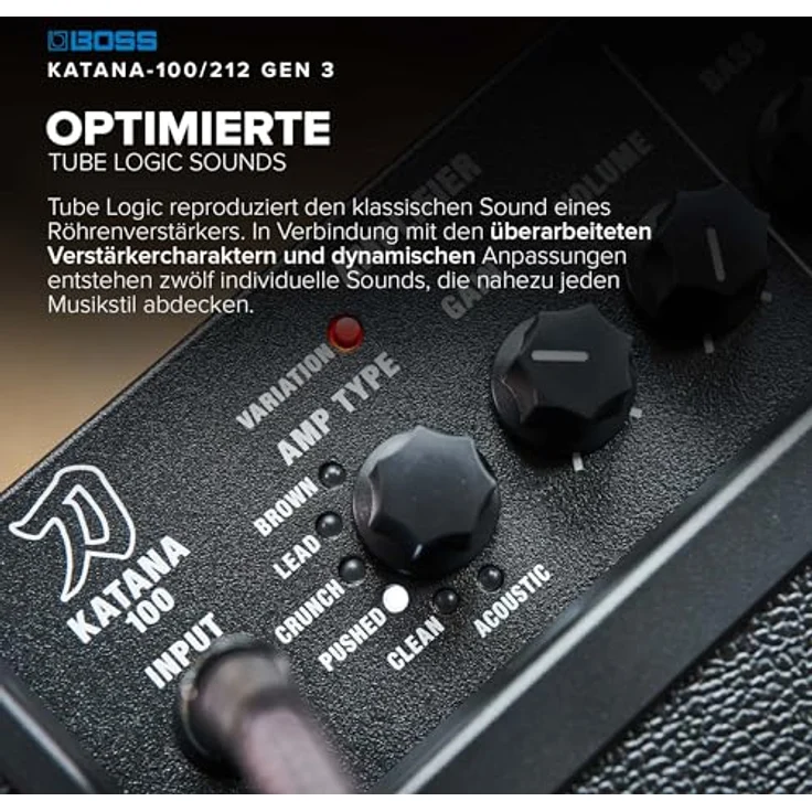 BOSS Katana-100/212 Gen 3, 100 Watt Combo-Gitarrenverstärker mit 2x12‘‘-Custom-Lautsprechern, 12 Verstärkercharakteren und weiterentwickelten Tube-Logic-Sounds – Bild 3