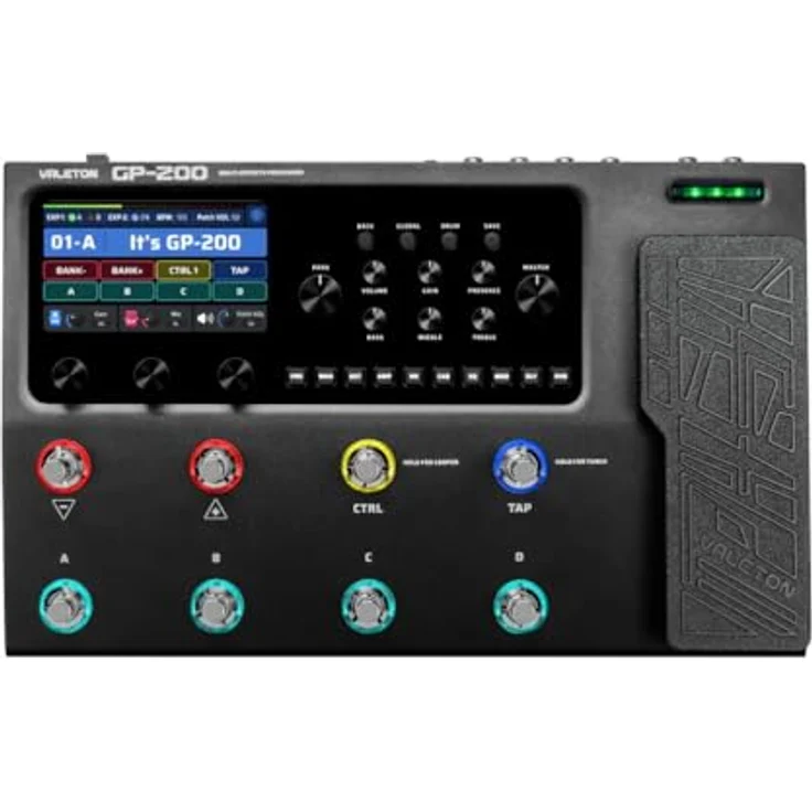 Valeton GP200, HD Modeling Multieffektprozessor und Audiointerface mit über 240 Effekten, türkis/blau/gelb/schwarz – Bild 1