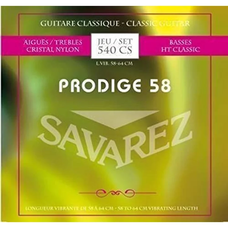 Savarez Klassikgitarre-Saiten Prodige 38 1/8-3/4, Crystal Nylon-Diskantsaiten für kurzmensurige Gitarren, Grün-Marmorierte Verpackung