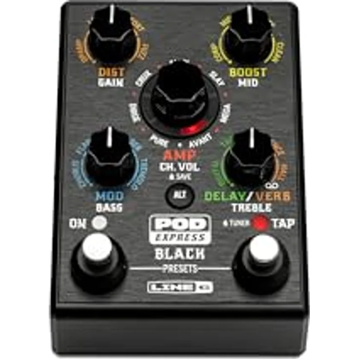 Line6 Pod Express, Gitarren-Multieffektpedal mit 7 Verstärkermodellen, 17 Effekten, USB-C Audiointerface, schwarz – Bild 4