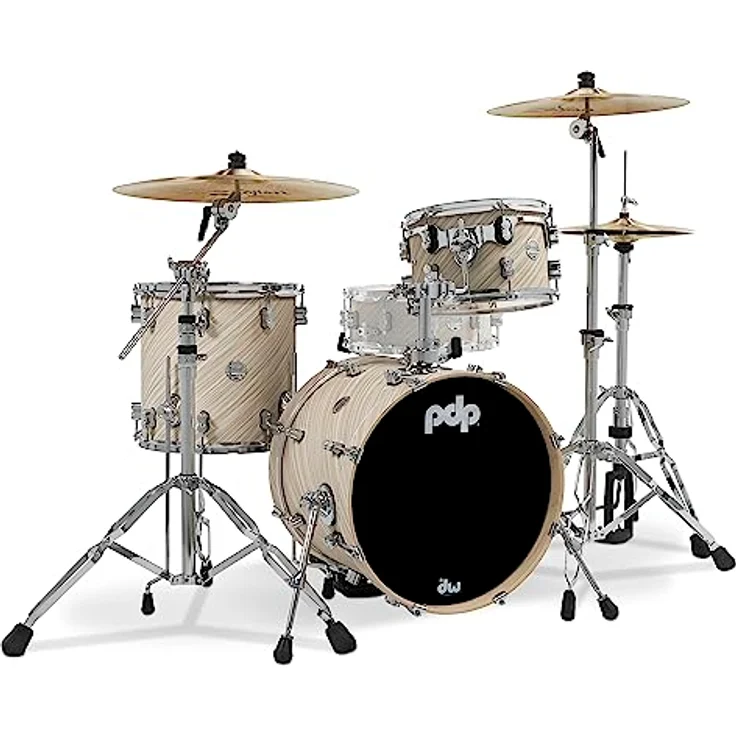 DW PDP CM Bop Twisted Ivory, Schlagzeugset aus 100% Ahornholz mit 7-lagigen Kesseln, verchromter Hardware und REMO Heads – Bild 1