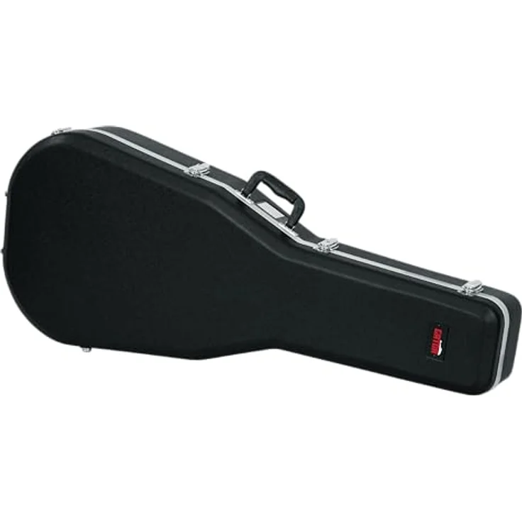 Gator Cases Deluxe ABS Formkoffer für Dreadnought Akustikgitarren, stoßfest, schwarz, mit Innenausstattung aus EPS-Schaumstoff und geräumigem Staufach – Bild 1