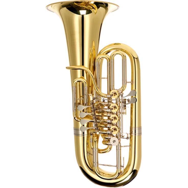 Melton 4250-L F-Tuba, Orchestertuba aus Messing mit 5 Drehventilen, inkl. Gigbag und ICON 18 Mundstück, Klarlack lackiert