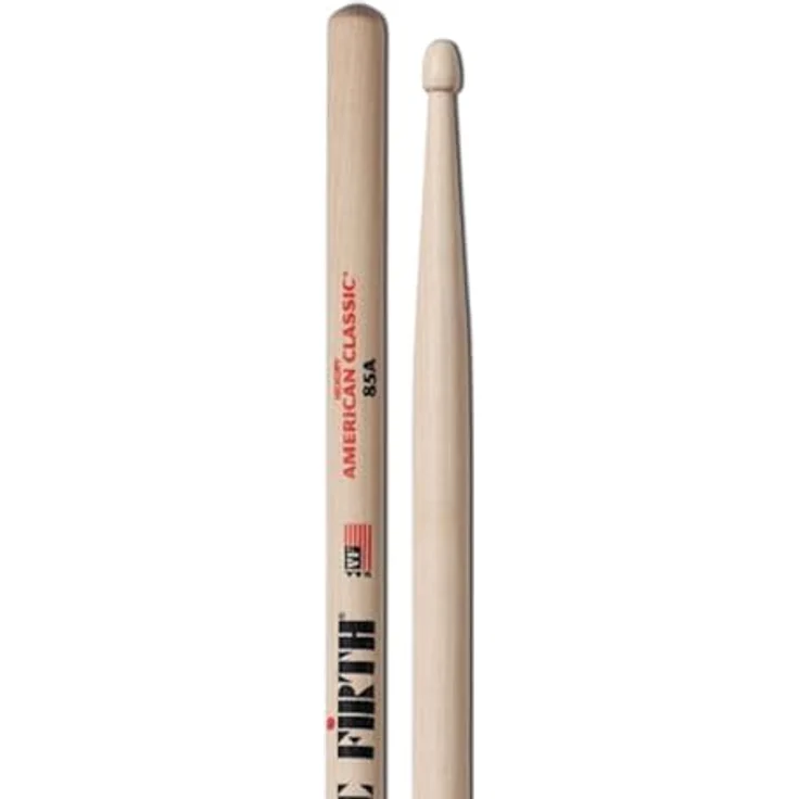 Vic Firth 85A American Classic Hickory, Drumsticks aus Hickory, Holz Kopf, Zwischengrösse zwischen 8D und 5A, ideal für Jazz und Fusion, 406mm Länge, 14,0mm Durchmesser – Bild 1