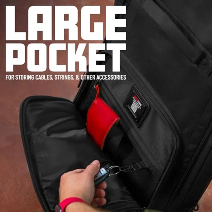 Gator Icon Semi Hollow Guitar BK, Gigbag für Semi Hollow E-Gitarre, witterungsbeständiges schwarzes 1000D Nylon, inklusive Regenhülle und versteckter Tasche – Bild 4