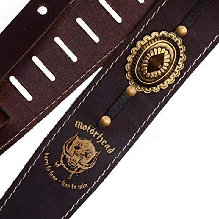 Richter 1568 Motörhead Strap, Gitarrengurt aus Premium Büffelleder mit Motörhead Logo und Lederprägung, braun, verstellbar von 100 - 147 cm – Bild 2