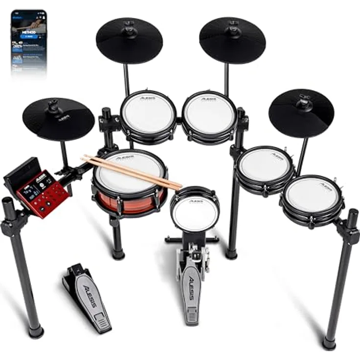Alesis Nitro Pro XL, E-Drum Kit mit Mesh Heads, 10" Snare, 4x 8" Toms, Bluetooth Audio und 551 Sounds