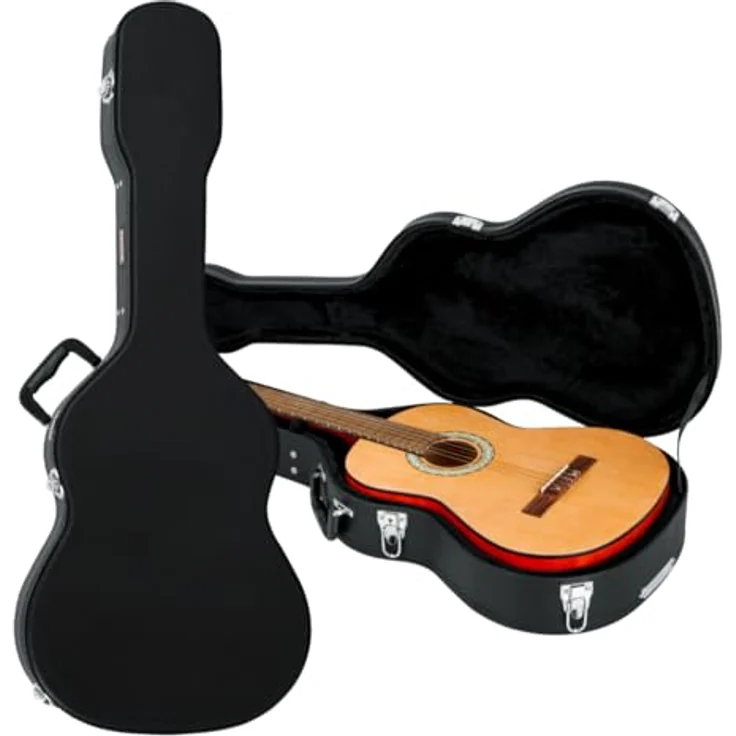 Gator GWE-Classic, Gitarrenkoffer für 4/4 Konzertgitarre, abschließbar, aus Sperrholz, schwarzer Tolex, mit schwarzem Plüschfutter, ergonomischem Tragegriff, Innenfach, Farbe: Schwarz – Bild 1