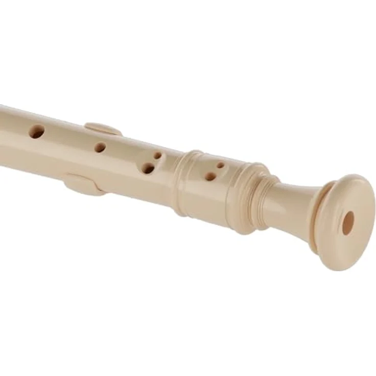 Aulos 302B Elite Soprano Recorder, Blockflöte mit deutscher Griffweise, Doppelloch, gebogenem Windkanal, aus synthetischem Kunstharz, farbe: Elfenbein, inkl. Tasche und Wischerstab – Bild 3