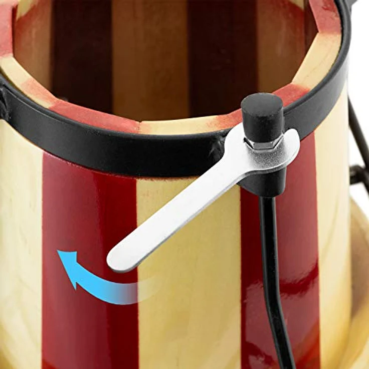 World Rhythm TIGER bon14-st Bongo Drums, 6 und 7 Zoll mit Rohleder-Trommelfell in auffallendem Rot und Eiche Natur, ideal für Schulen und Percussion-Gruppen – Bild 3