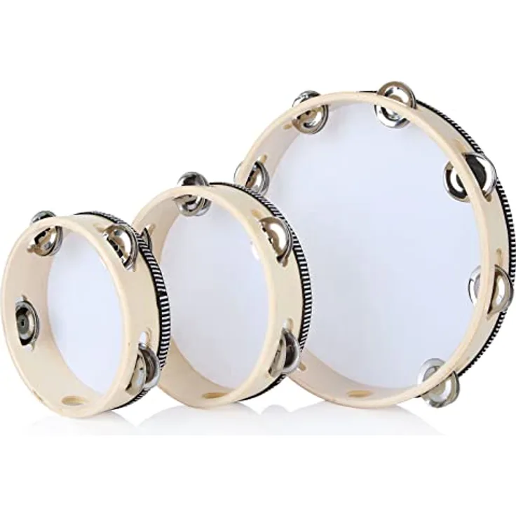 MIVIDE 3-teiliges Tambourin-Set, Holz Handtrommel für Erwachsene, mit 6 Zoll, 7 Zoll und 10 Zoll Durchmesser, hervorragender Klang und leicht spielbar