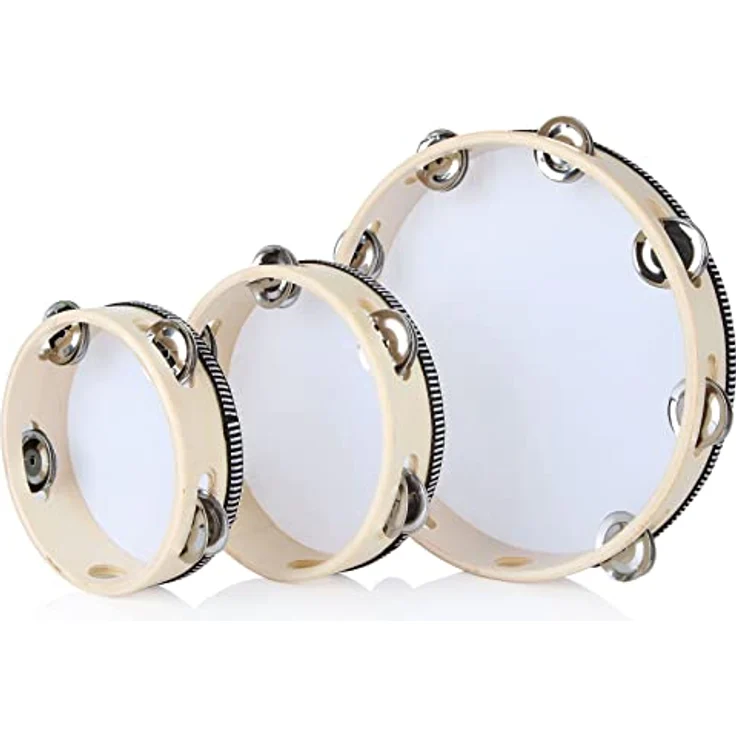 MIVIDE 3-teiliges Tambourin-Set, Holz Handtrommel für Erwachsene, mit 6 Zoll, 7 Zoll und 10 Zoll Durchmesser, hervorragender Klang und leicht spielbar – Bild 1