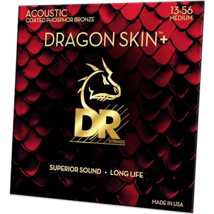 DR Strings Dragon Skin+ DAP-13/56 Coated, Akustikgitarrensaiten mit Phosphorbronzedraht, Medium Gauge 13-56, ball end – Bild 1