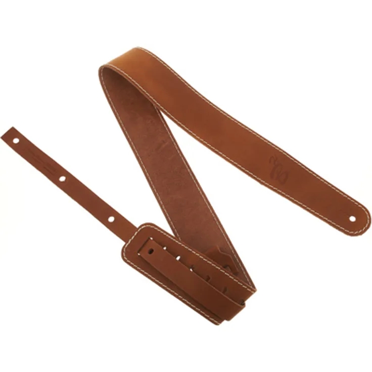 Harley Benton Custom 6 CO Strap, Gitarrengurt aus robustem Rindleder mit Vintage-Look, cognac, verstellbar von 100-147 cm