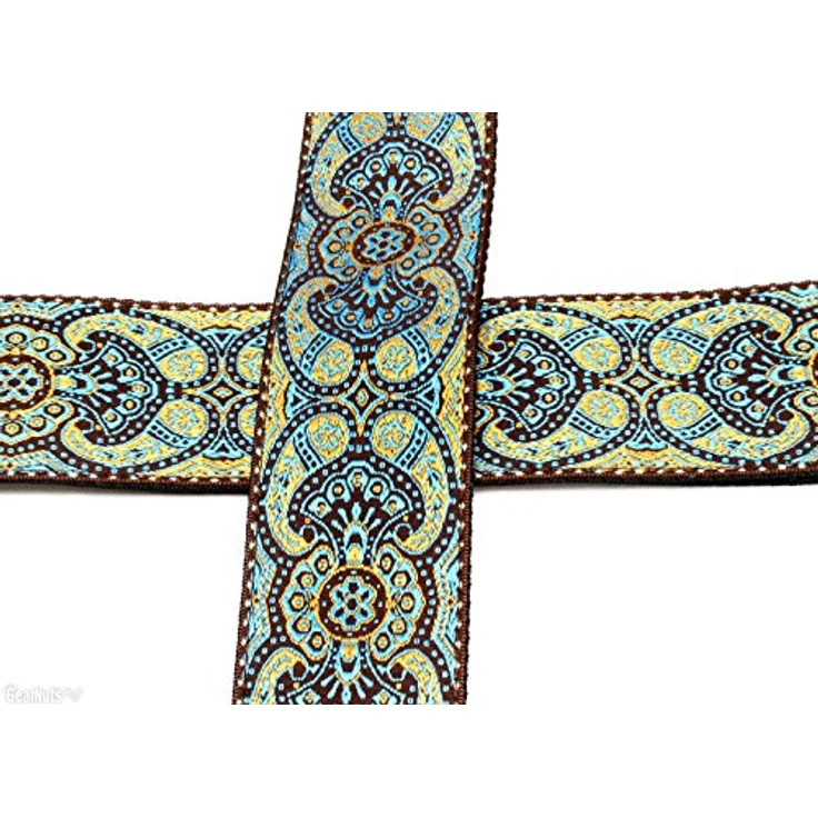 Ernie Ball E-Guitar Strap TQ EB4098, Gitarrengurt aus Polypropylen mit Leder-Endstück, verstellbar von 104 cm bis 183 cm, Türkis, Imperial Paisley Design – Bild 2