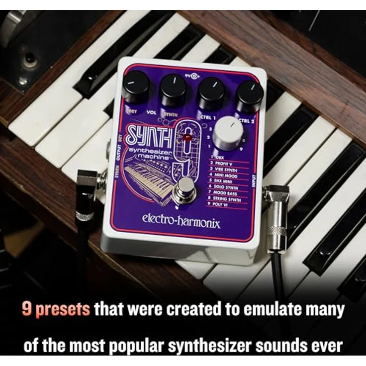 Electro Harmonix Synth9 Synthesizer Machine, Gitarren Effekt Pedal mit 9 Vintage Synth Klängen, inkl. EHX 9.6VDC-200mA Netzteil – Bild 5