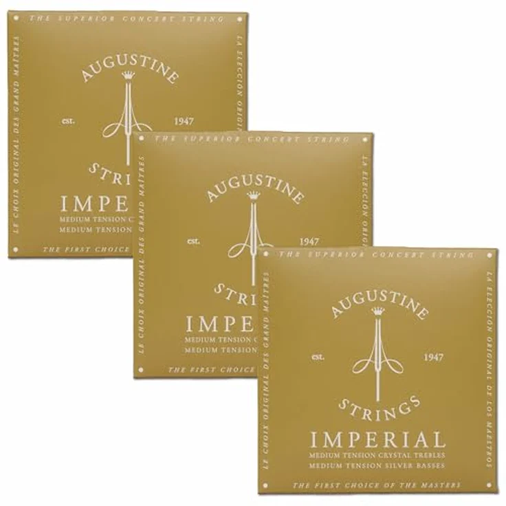 Augustine 3er Pack Imperial Red, Gitarrensaiten für Klassikgitarre, medium Tension, präzisionsrunde Diskantsaiten und Classic Red Basissaiten – Bild 3