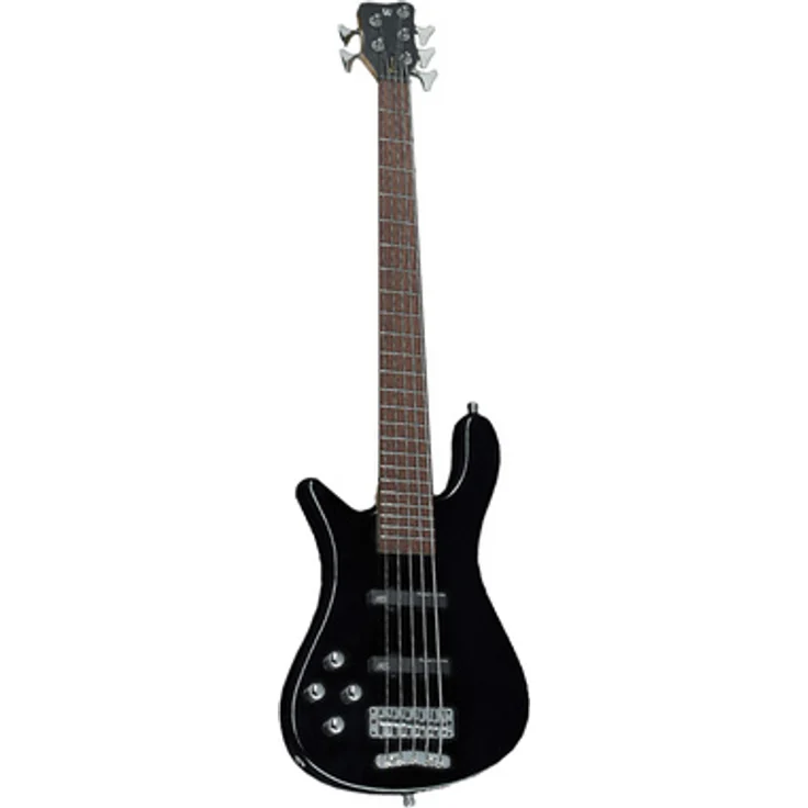 Warwick RB Streamer LX 5 SB HP LH, Linkshand E-Bass mit 5 Saiten, Solid Black High Polish, passive MEC Tonabnehmer, aktive 2-Band Elektronik