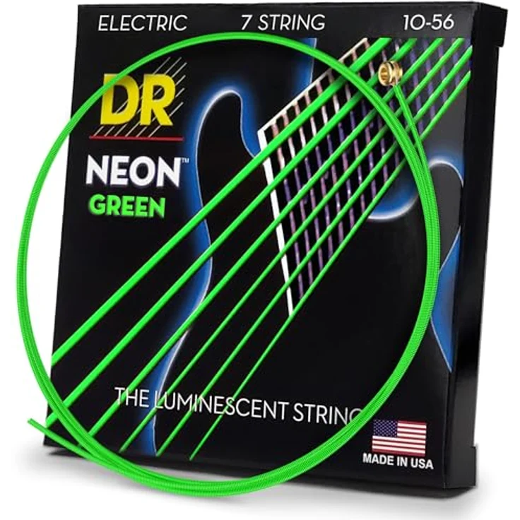DR Strings Noe710 10–56 MEDIUM Set, Handmade Neon High Definition E-Saiten, orange, COATED, 7-saitig, schwarzlichtaktiv – Bild 1