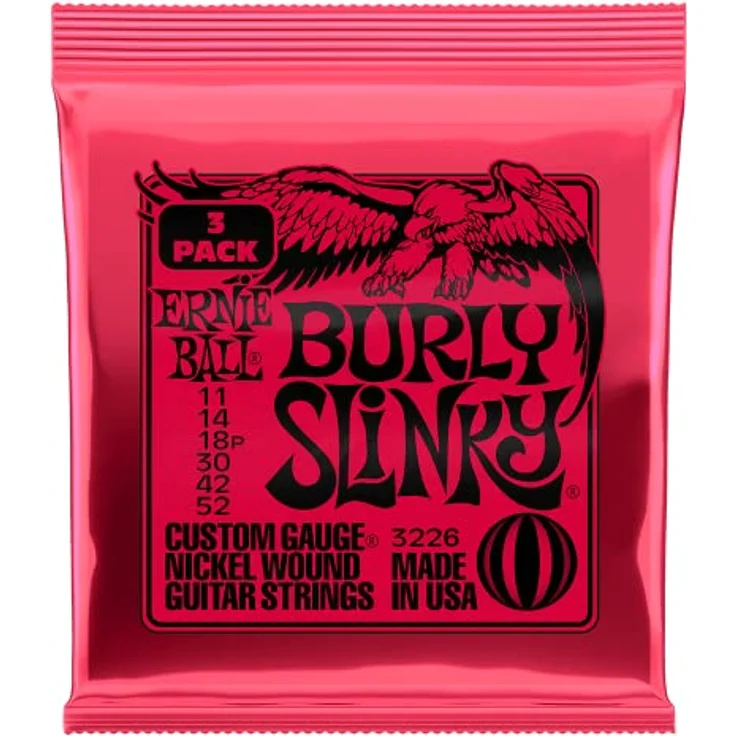 Ernie Ball Burly Slinky Nickelwound E-Gitarrensaiten, 3er-Pack, Stärke 11-52, ideal für dickeren Ton und mehr Spannung – Bild 1