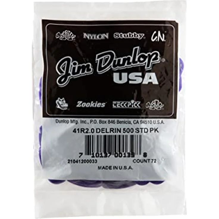 Dunlop Delrin 500 Plektrum Set, 72 Stück, 2,0 mm, dunkelviolett – Bild 4