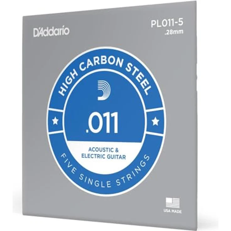 D'Addario Plain Steel Elektro/Akustikgitarren Saiten, 5er-Pack mit hervorragendem Klang und hoher Qualität, Made in USA – Bild 1