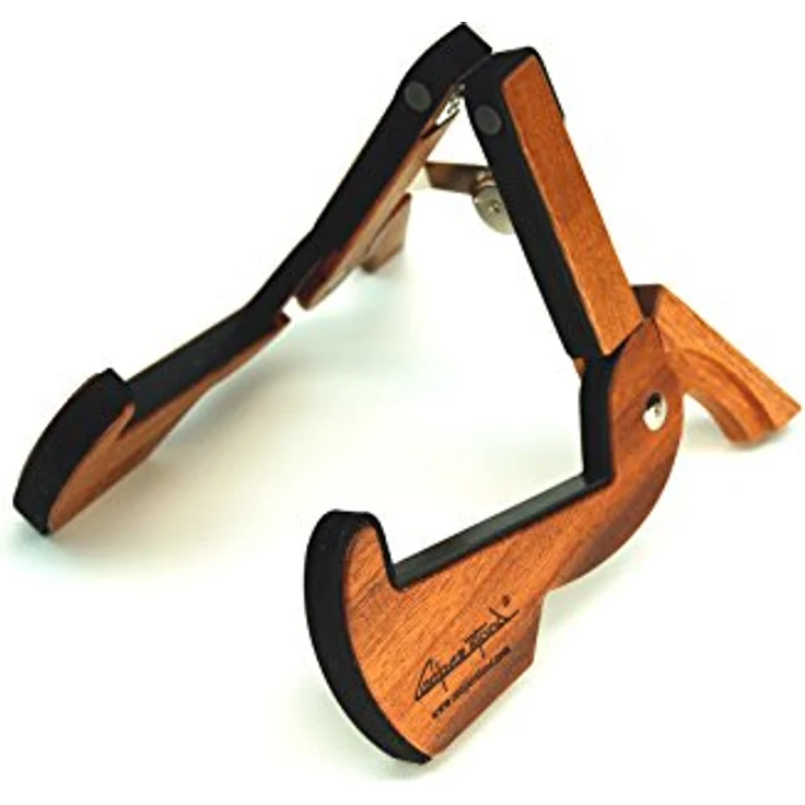 Cooperstand Pro-Mini Sapele Ukulele Stand, klappbarer Holzständer für Ukulele, U-Bass & Mandoline mit Neoprenpolsterung, Edelstahl-Scharnier, inkl. Tasche, Sapele – Bild 1