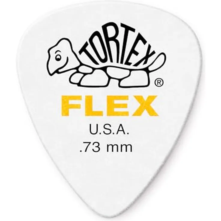 Jim Dunlop Tortex Flex Plektrum 0,73mm, 72 Stück, hohe Flexibilität und Haltbarkeit, in verschiedenen Formen verfügbar