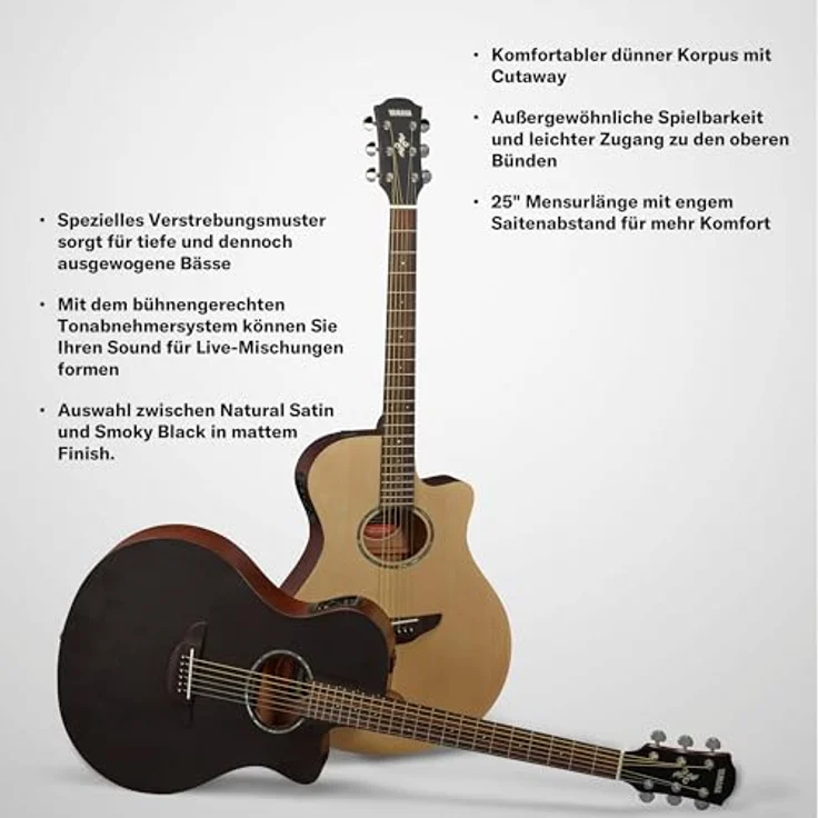 Yamaha APX 600 M NS, Western Gitarre mit Tonabnehmer, Nato Korpus, Fichten Decke, Palisander Griffbrett, Natural Satin – Bild 4