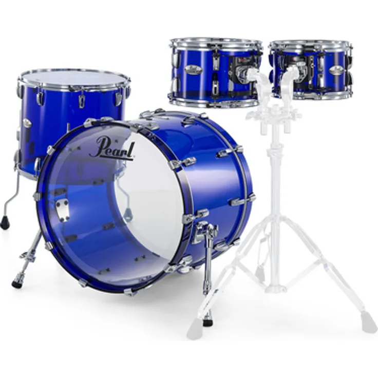 Pearl Crystal Beat Studio Blue S, Limited Edition Schlagzeugset in Blue Sapphire, 20"x15" Bass Drum, 10"x07" + 12"x08" TomToms, 14"x13" Floortom aus nahtlosem Acryl