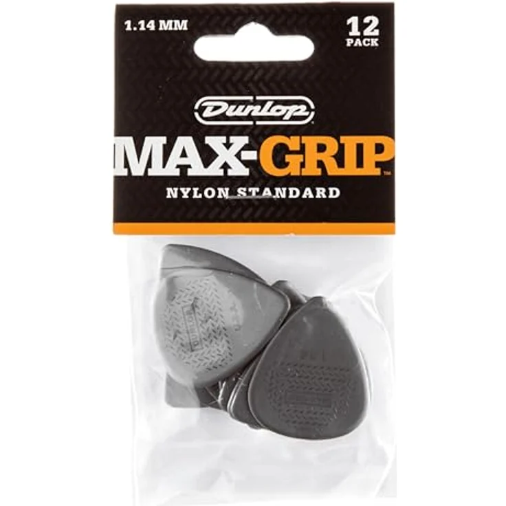 Dunlop Nylon Max Grip 1,14 mm, Plektrum Set mit 12 Stück für Spieler – Bild 1