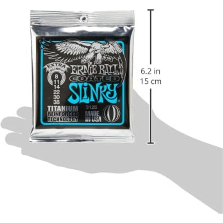 Ernie Ball Extra Slinky Coated RPS E-Gitarrensaiten, Titanverstärkung, Stärke 8–38, mikrodünne Emailleschicht gegen Korrosion – Bild 3