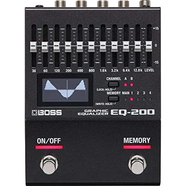 Boss EQ-200 Graphic Eq, Stereo Gitarren-Effektgerät mit 2x 10 Band EQ, 32-bit/96 kHz, 4 Speicherplätzen, MIDI und USB