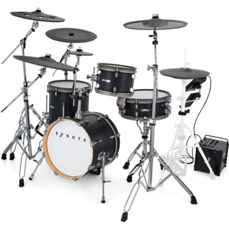 Efnote Pro 500X E-Drum Set, E-Drum Set mit 6-lagigen Birkenholz Kesseln, Mesh Heads und Black Oak Finish, inkl. 23 Preset Drum Sets und 167 Multilayer Samples
