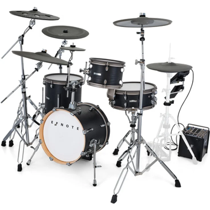 Efnote Pro 500X E-Drum Set, E-Drum Set mit 6-lagigen Birkenholz Kesseln, Mesh Heads und Black Oak Finish, inkl. 23 Preset Drum Sets und 167 Multilayer Samples
