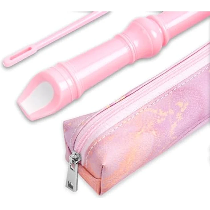 Czzmy Sopranblockflöte für Anfänger, 8-Loch Flöte Deutsche Griffweise in Pink Splash, inkl. Etui und Wischerstab – Bild 5