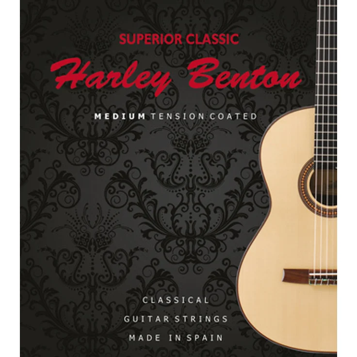 Harley Benton Superior Classic Coated MT, Gitarrensaiten Satz für Konzertgitarre, Medium Tension, Nylon und Elektronikumsponnen