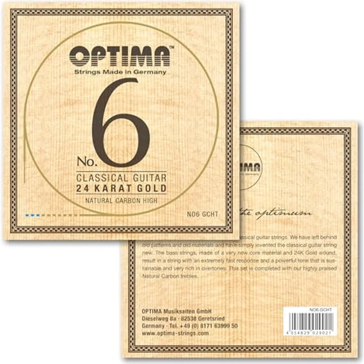 Optima No.6 Gold Strings, Carbon High Tension Gitarrensaiten mit 24K Gold-Bässen, Made in Germany – Bild 1